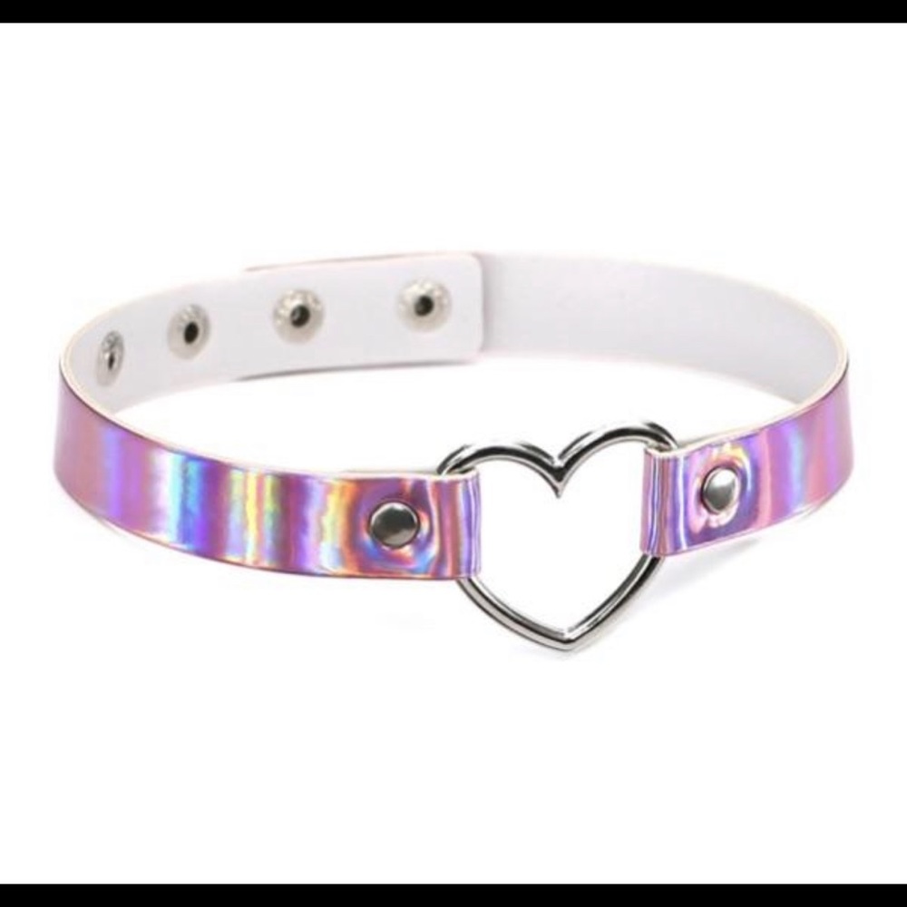 Pink holographic choker